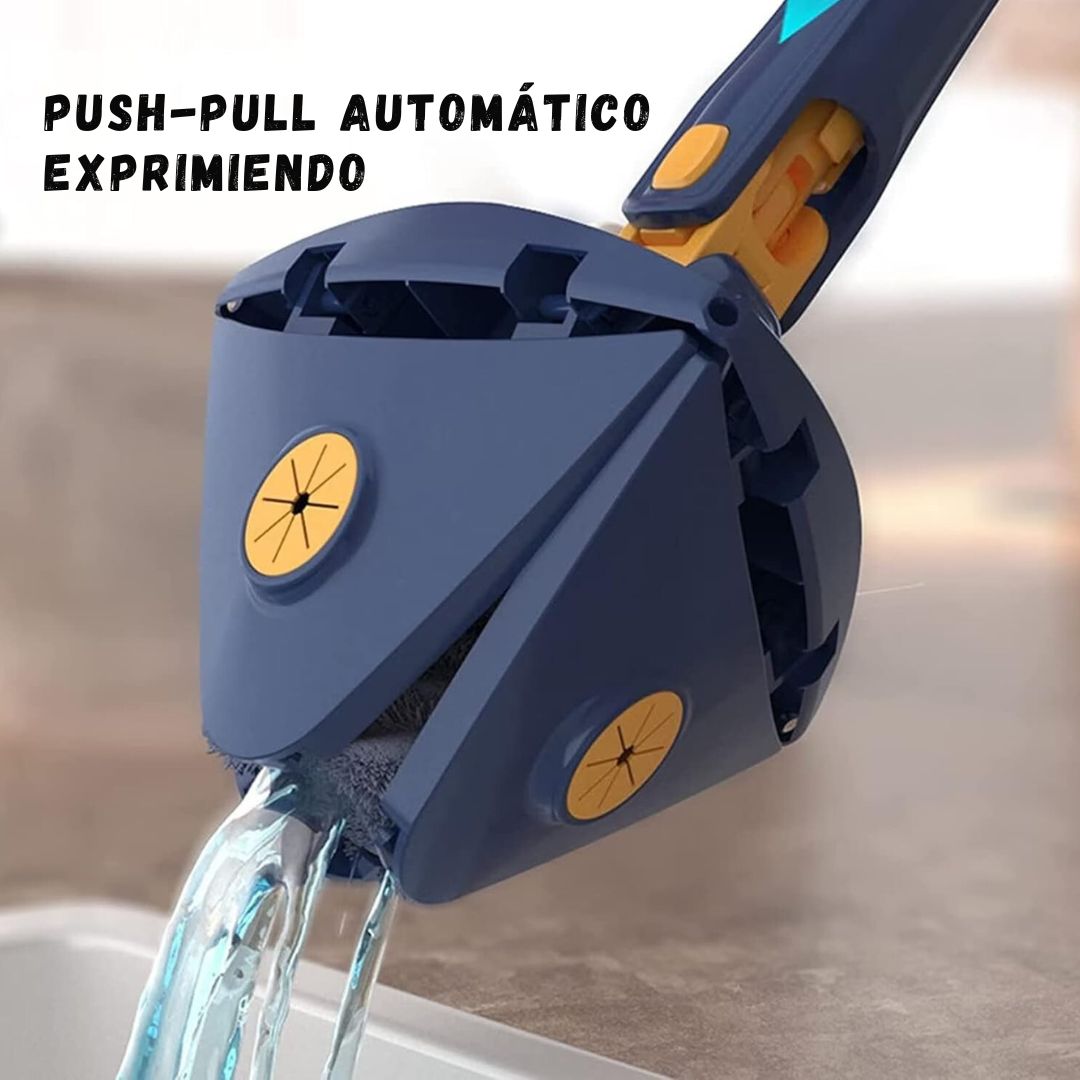 Trapeador Fácil 360° Uso en Seco y Húmedo, Lavado Sin Manos.