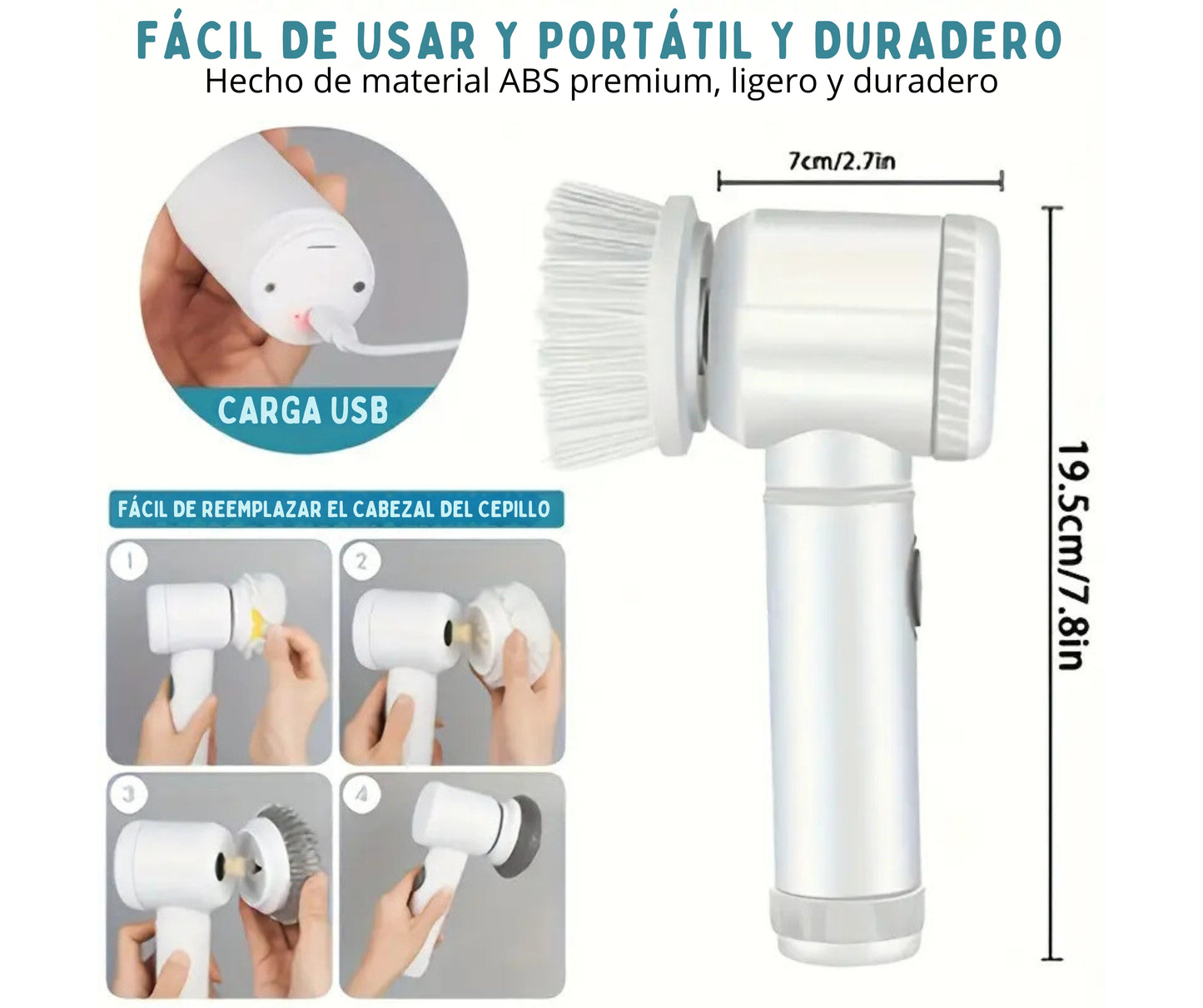 CleanPro 5X, Equipado con 5 Cabezales de Cepillo Reemplazables