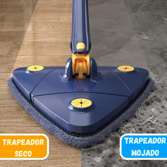 Trapeador Fácil 360° Uso en Seco y Húmedo, Lavado Sin Manos.