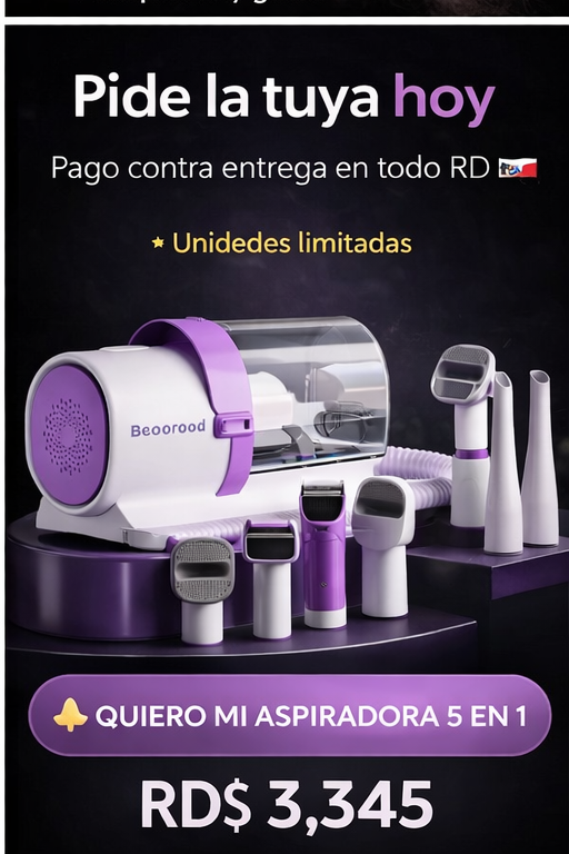 ASPIRADORA 5 EN 1 PARA MASCOTAS